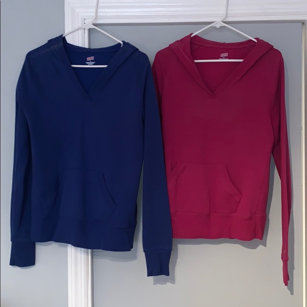 Blue & Pink V Neck Soffe Hooded Sweatshirts
